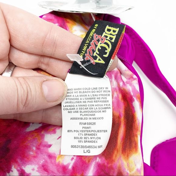 Becca reversible triangle bikini top Large NWT - Picture 3 of 3